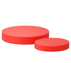 Red step cylinder podium double pedestal stage platform for product display stand isolated background