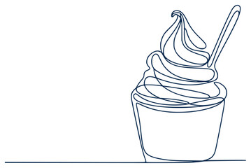 Minimalist continuous of a soft serve ice cream cone with a spoon