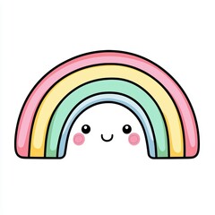 A cute rainbow cartoon character with pink cheeks and a sweet little smile.