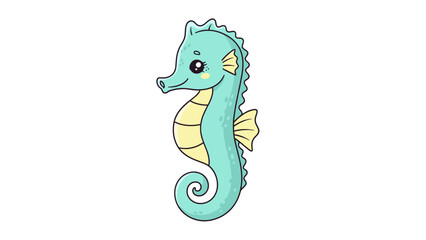 Cartoon Seahorse Illustration with Curled Tail.