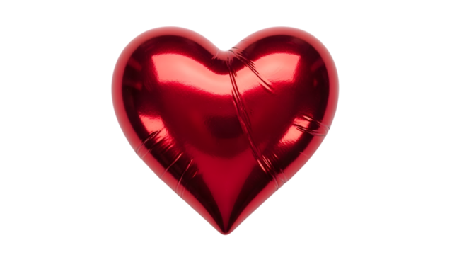 Red heart shaped balloon isolated on transparent background - Powered by Adobe