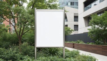 Blank billboard sign on road and street with empty advertising space