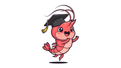 Cartoon Fish Wearing Graduation Cap Dancing.