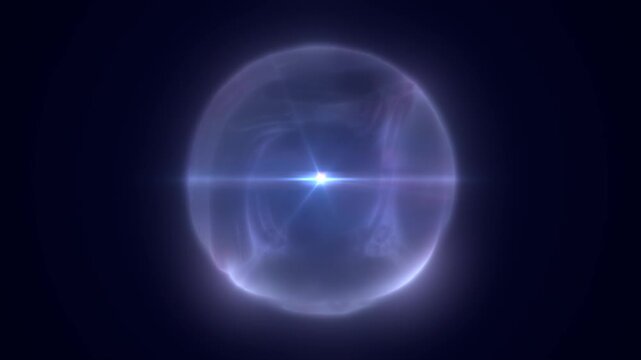 Radiant violet glowing orb emitting cosmic energy, representing mystery, power, and interstellar harmony