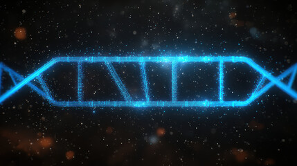 Forensic lab investigation neon digital DNA strand glowing blue in dark futuristic scene conveying scientific analysis and high tech mood