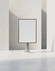 Blank billboard mockup on clean interior wall with empty gallery space