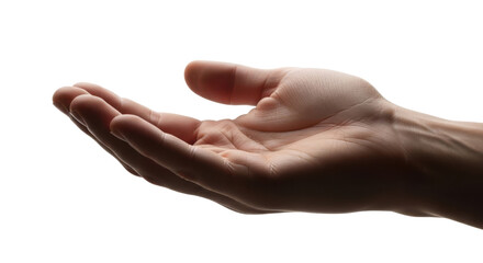 Open hand gesture isolated on transparent background