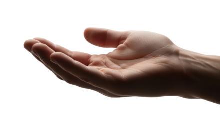 Open hand gesture isolated on transparent background