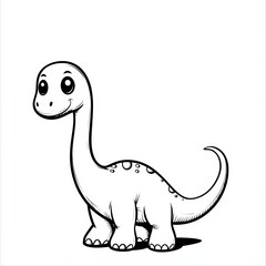 Naklejka premium A cute, cartoon dinosaur illustration with a long neck and friendly smile.