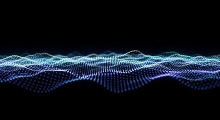 Glowing Blue Digital Waveform on Black Background.