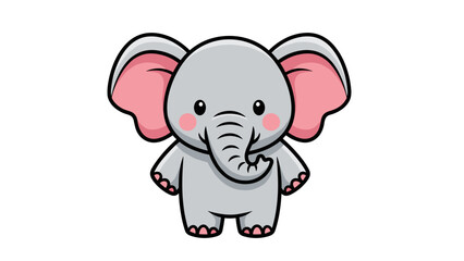 Fototapeta premium Cute Cartoon Elephant Illustration.