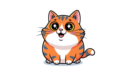 Adorable Cartoon Cat Sitting and Smiling. © CoArt