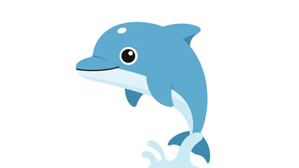 Obraz premium Blue Dolphin Cartoon Illustration Jumping Out Water.