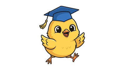 Cartoon Chick Wearing Graduation Cap Illustration. © CoArt
