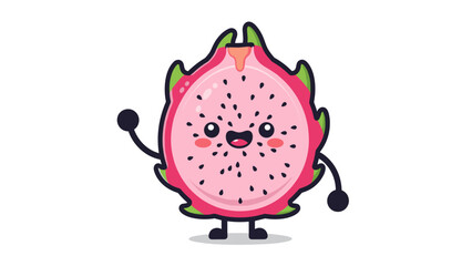 Cartoon Dragon Fruit Character with Arms Legs.