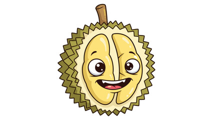 Cartoon Durian Fruit with Happy Face.