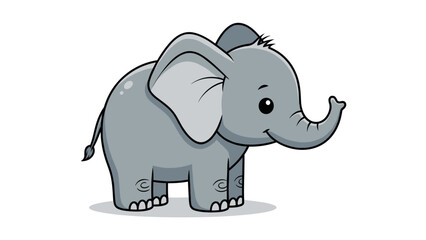 Cartoon Elephant Illustration with Gray Color.