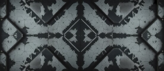 Dark gray grunge concrete texture with geometric cracks and splatters in a seamless pattern