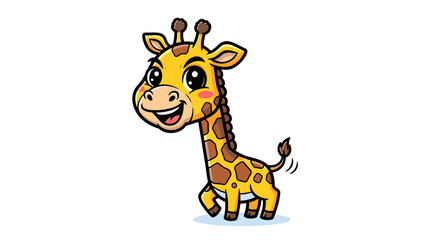 Cartoon Giraffe Character with Spotted Fur.