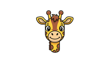 Cartoon Giraffe Head with Friendly Expression.