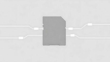 Gray electronic component with white circuit lines wires