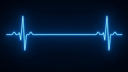 Glowing blue electrocardiogram on dark background heartbeat