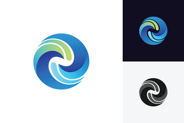 Abstract circle wave logo modern 3D gradient swirl style for technology startup or environmental app identity