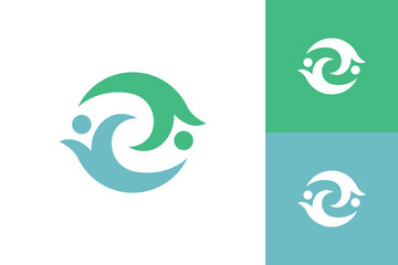 Abstract people circle logo modern flat teamwork connection style for community foundation or healthcare wellness brand