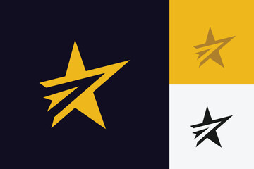Star arrow logo design. arrow star logo icon, star logo template representing speed and success
