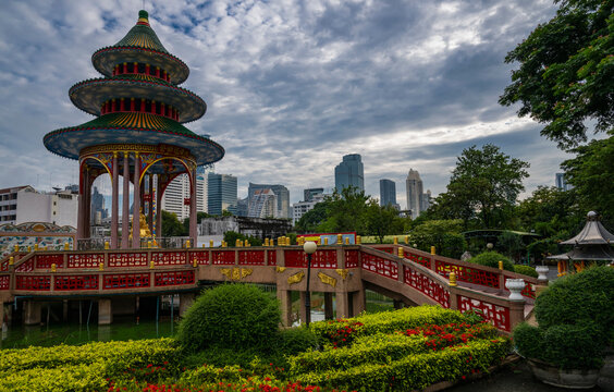 Chinese pagoda in the downtown district of Bangkok