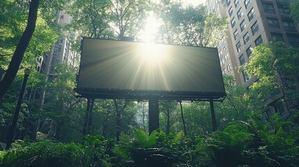 Urban Billboard amidst lush green foliage