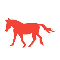 vector illustration of a red horse silhouette on a white background