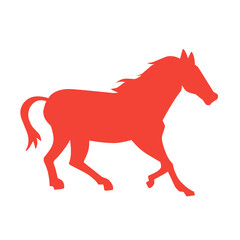vector illustration of a red horse silhouette on a white background