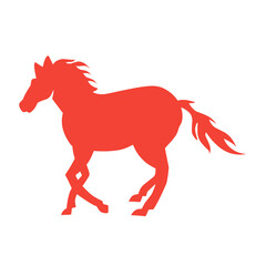 vector illustration of a red horse silhouette on a white background
