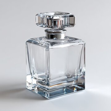 Elegant square glass perfume bottle with faceted crystal stopper