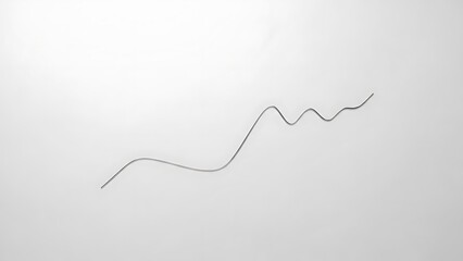 A hand uses a needle and thread to sew a rising business stock market graph illustration onto a white background, creating a creative design concept for financial growth