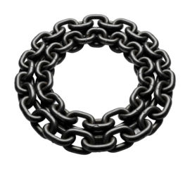 Dynamic interlocking chains still life industrial isolated on transparent background