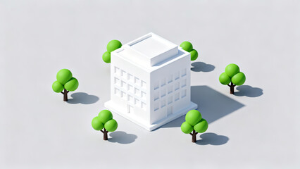 White Low-Poly Small House Model 3D Scene