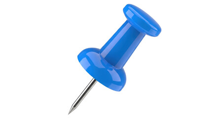 Blue push pin isolated on transparent background