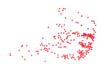 Transparent background with red hearts. Valentine's day concept.