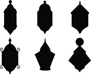 Collection of six distinctive black silhouette shapes
