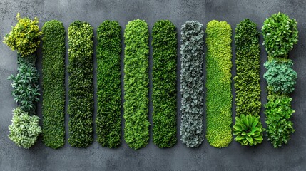 Various green plants on the grey stone texture