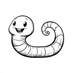 Fototapeta premium Charming cartoon worm illustration with a delightful smile on a white background.