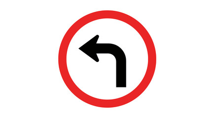 Left Turn Traffic Road Sign Icon Illustration Isolated on White Background ©  Halima Yeasmin