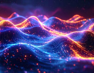 Digital artistic visualization depicting glowing energy wave lines