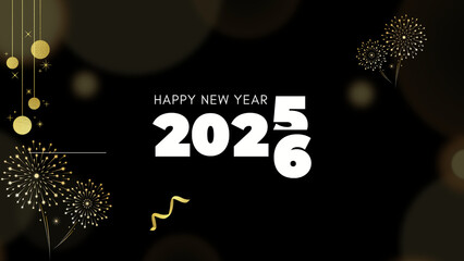 happy new year party, new year's eve night, silvester celebration concept, greeting card &ndash; Year 2026 written with sparkler light and colorful fireworks on black sky
