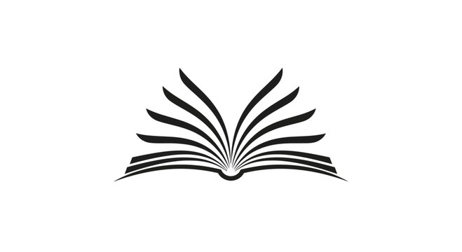 Open Book Icon &ndash; Black Silhouette Vector for Education and Literature