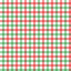 Naklejka premium Red and green gingham plaid pattern on white background. Seamless Christmas checkered fabric texture for festive gift wrap, tablecloth, and winter textile design.