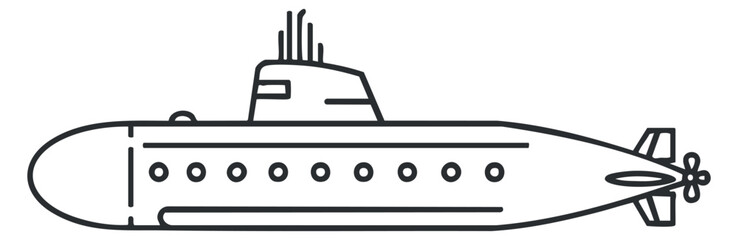 Obraz premium A submarine illustration in a minimalist outline vector style, suitable for educational and nautical-themed projects