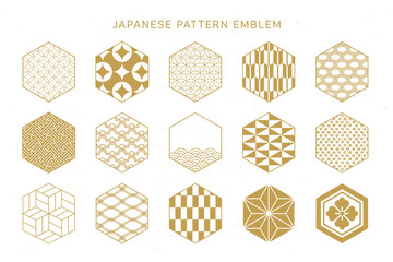 シンプルな和柄フレームセット／六角形デザイン